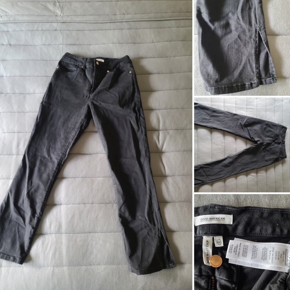 EUC - Good American- Black, Slit Ankle Denim